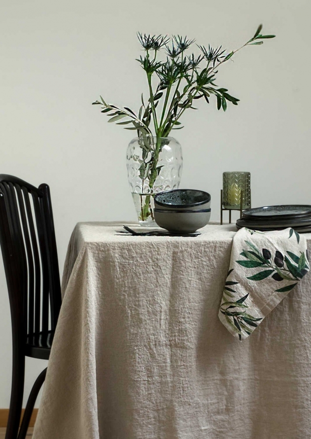 Plain linen tablecloth