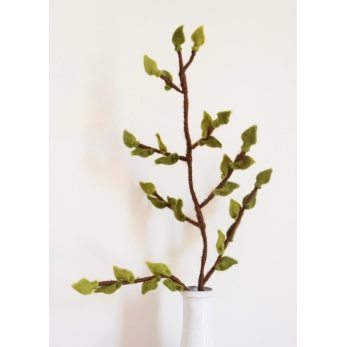 Wool branch with green leaves