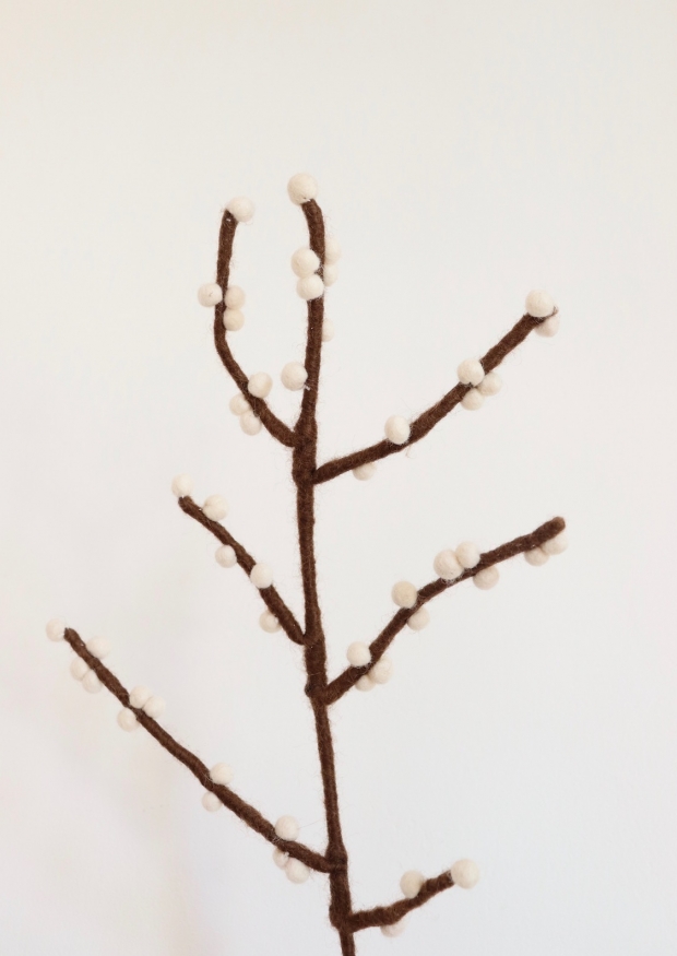 Wool branch with white berries