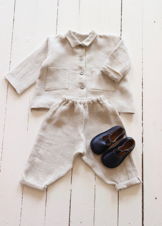 Veste bébé, lin épais naturel