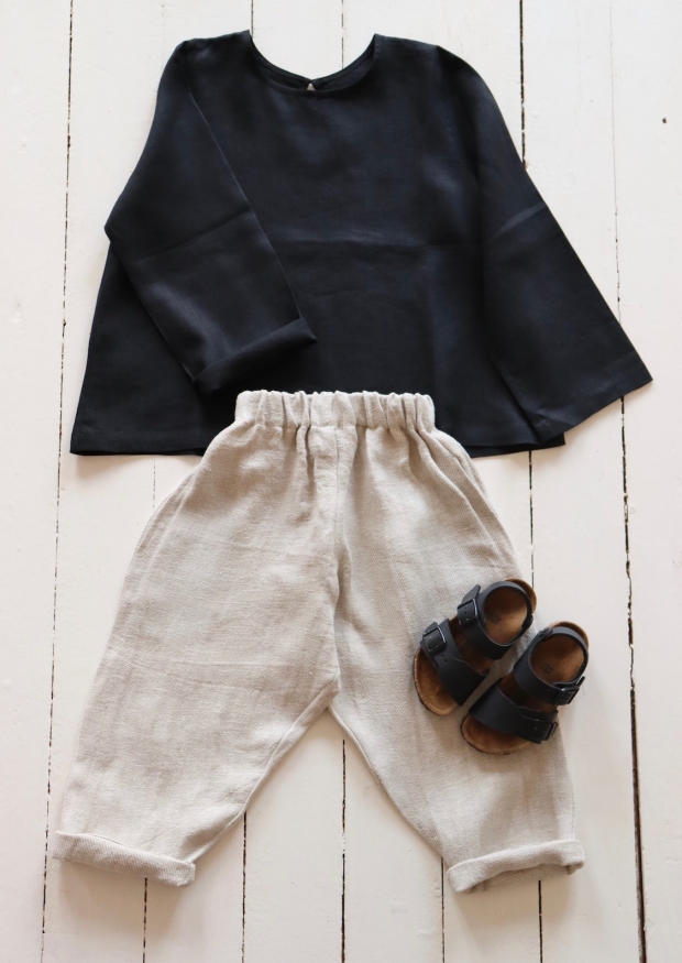 Classic trousers, natural heavy linen