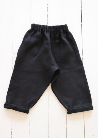 Classic trousers, black heavy linen