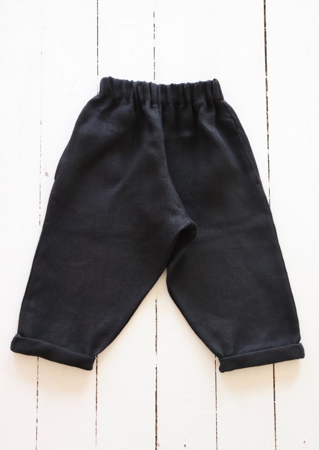 Classic trousers, black heavy linen