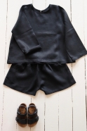 Uniform short, black linen