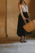Circular skirt, black linen