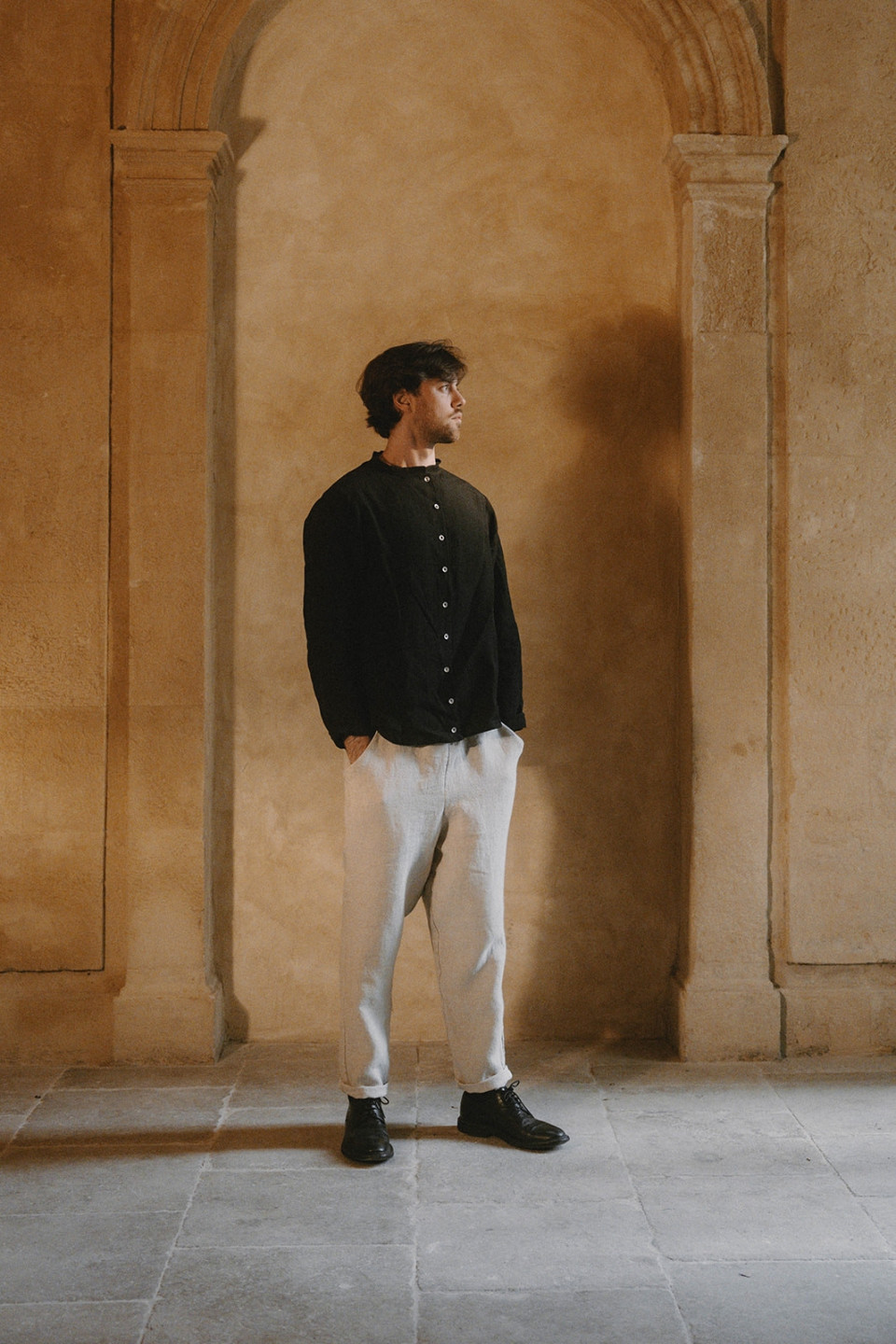 Pantalon à poches, lin beige Pantalon à poches, lin beige