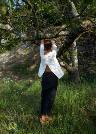 Blouse 04, white linen