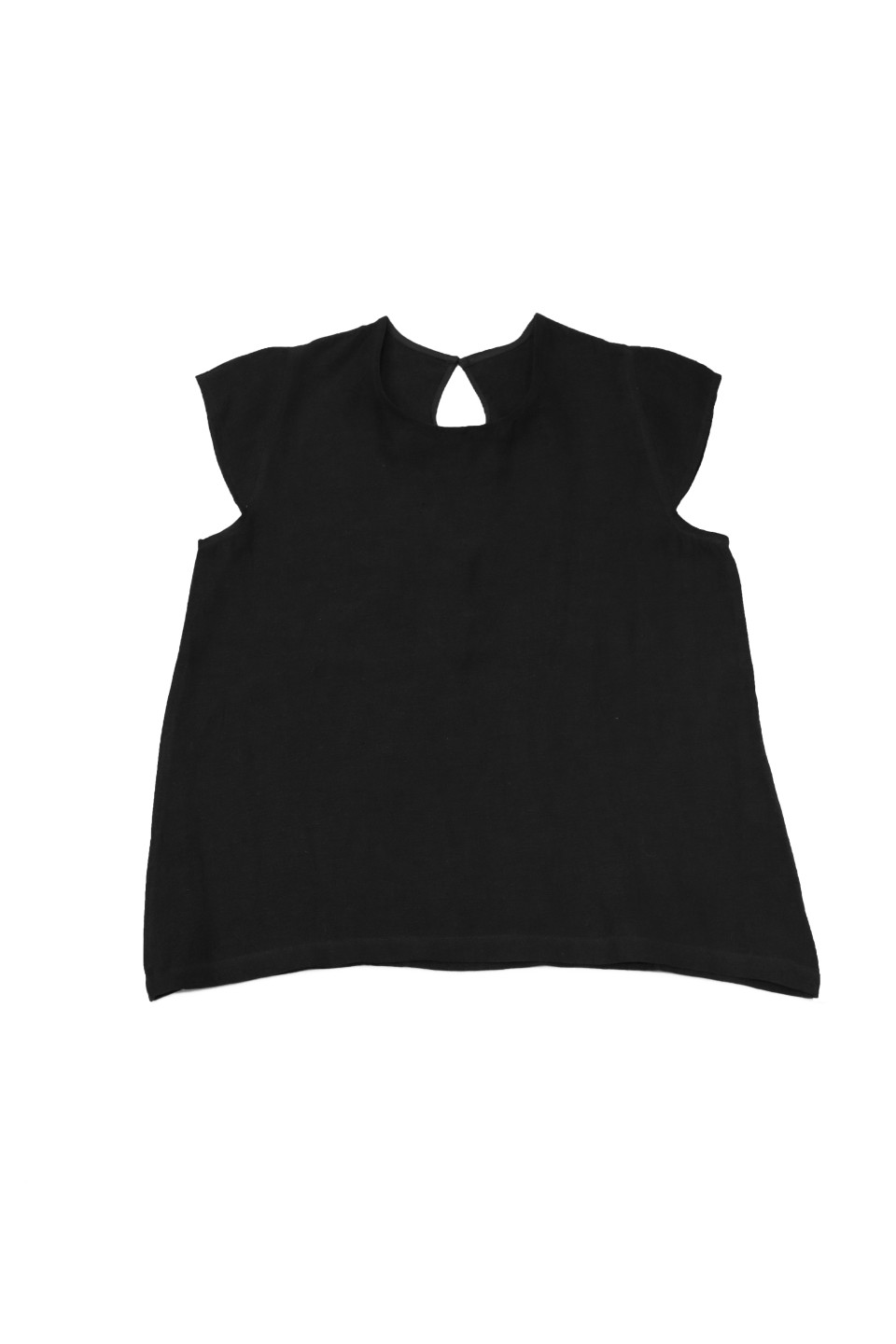 Blouse en lin noir manches courtes col rond Blouse en lin noir manches courtes col rond