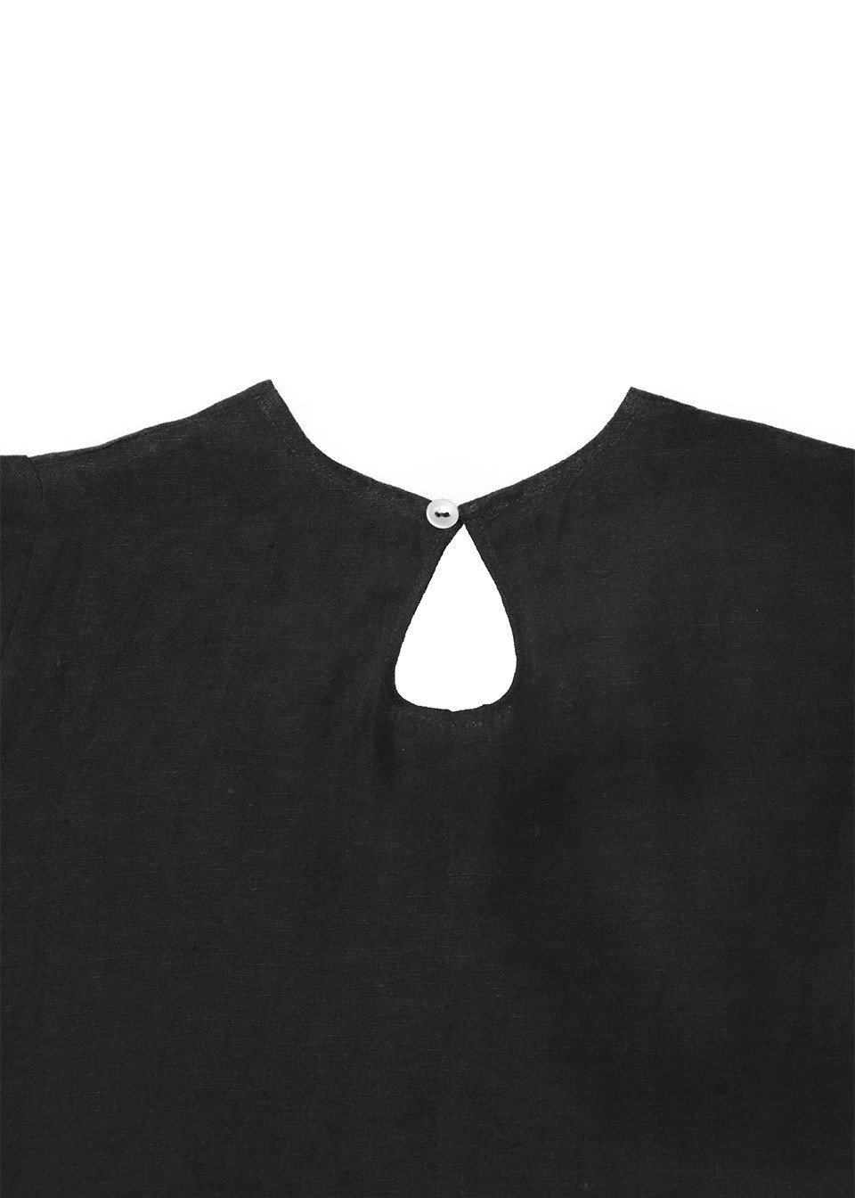 Blouse en lin noir manches courtes col rond Blouse en lin noir manches courtes col rond