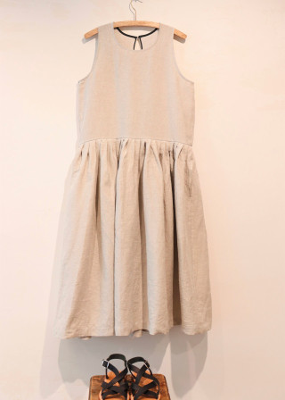 Robe à plis SM, lin beige