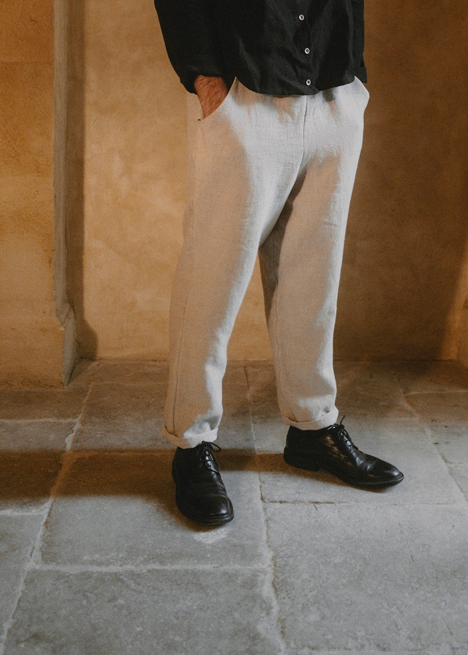 Pantalon à poches, lin beige Pantalon à poches, lin beige