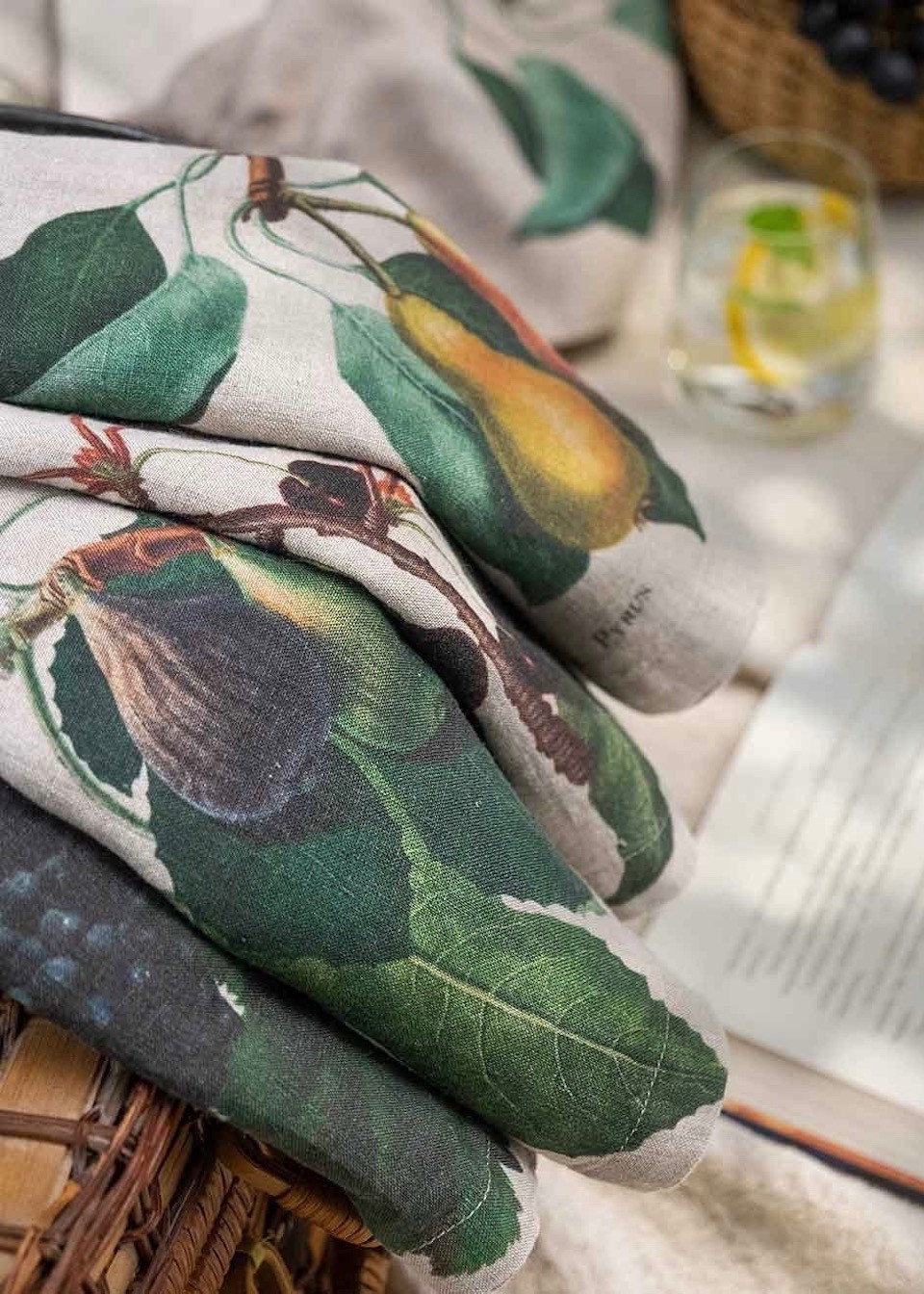 6 serviettes en lin imprimé fruits - LINOROOM