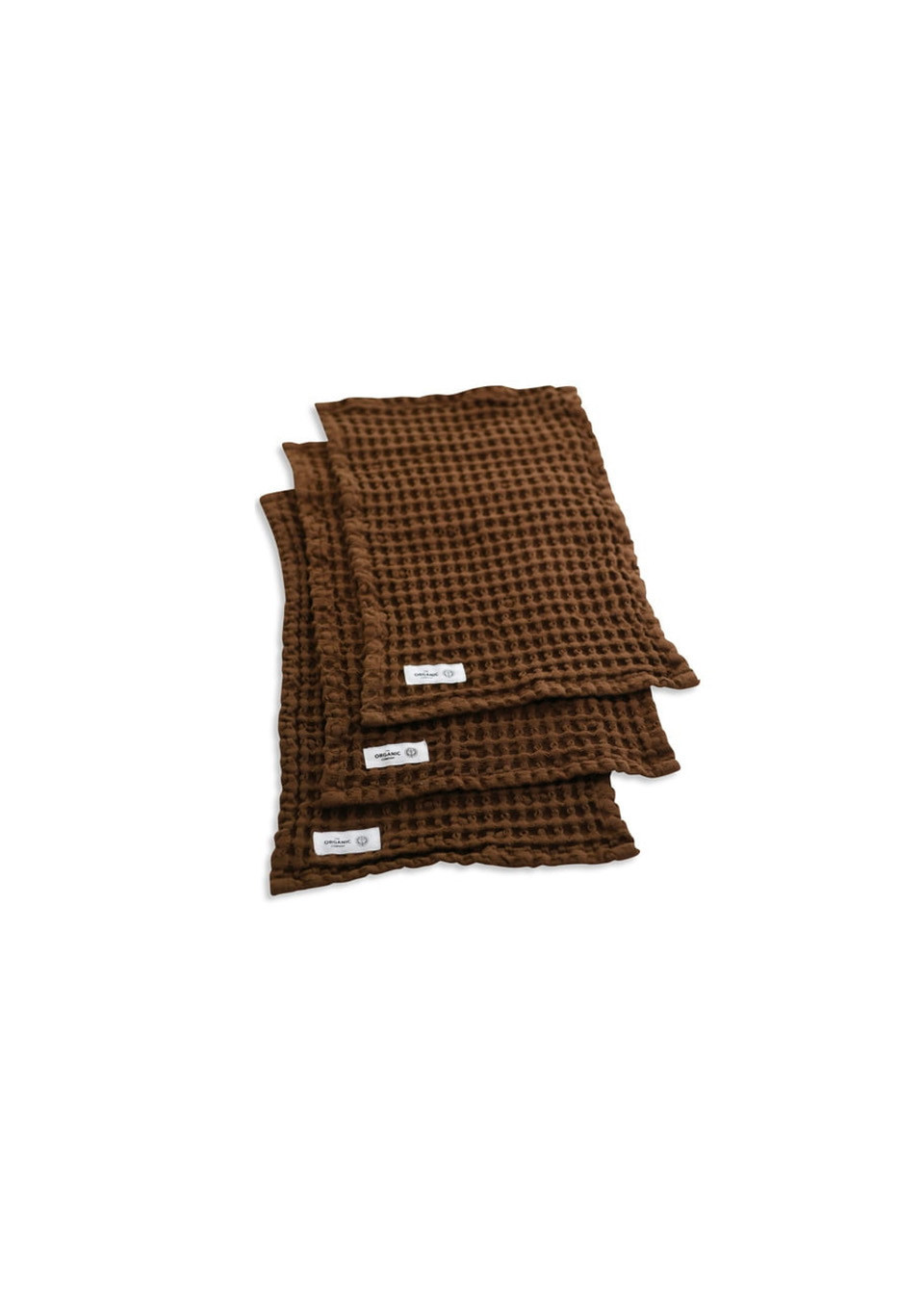 Lot de 3 essuis main en nid d'abeille Argile - THE ORGANIC COMPANY