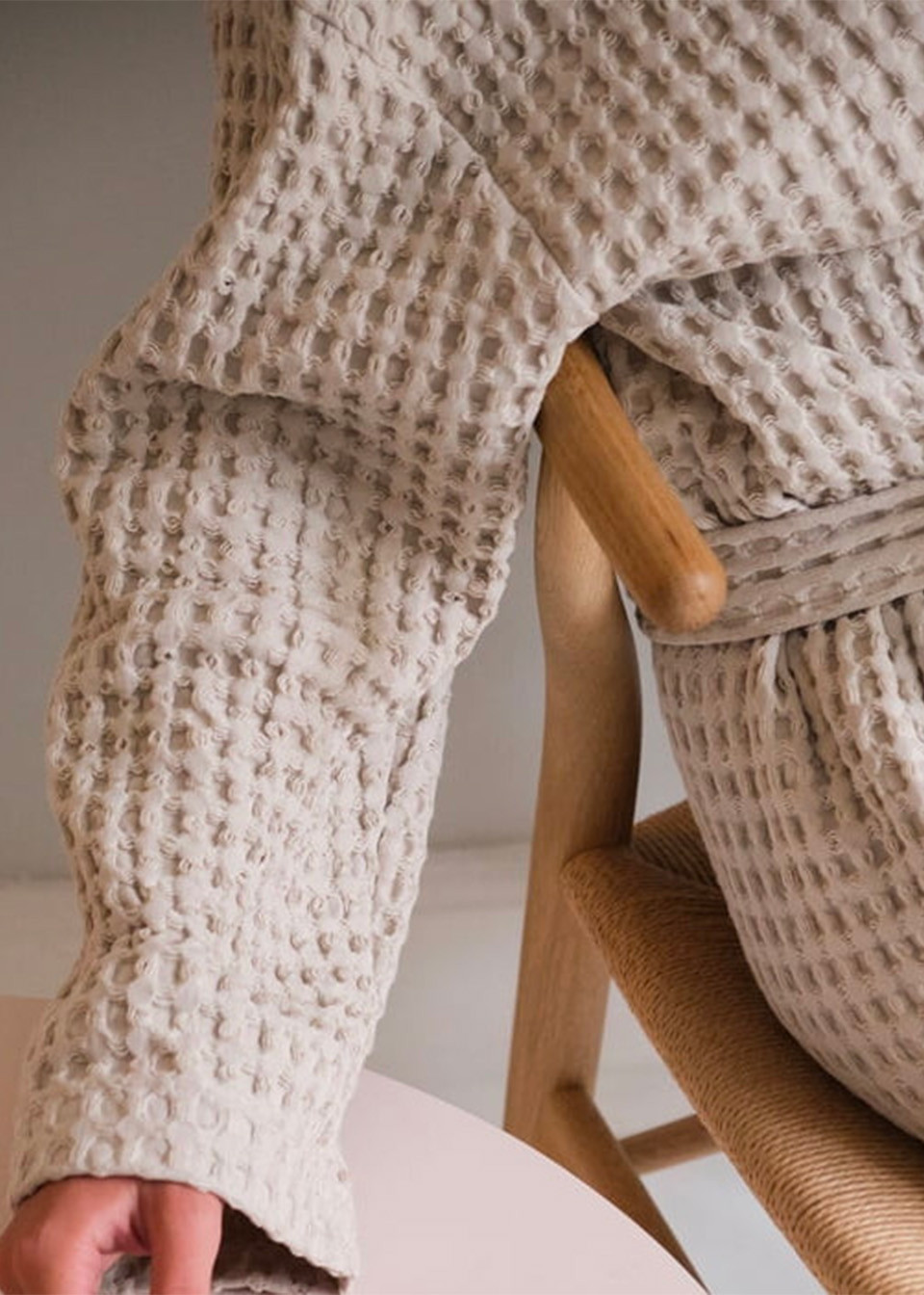 Peignoir en nid d'abeille beige - THE ORGANIC COMPANY