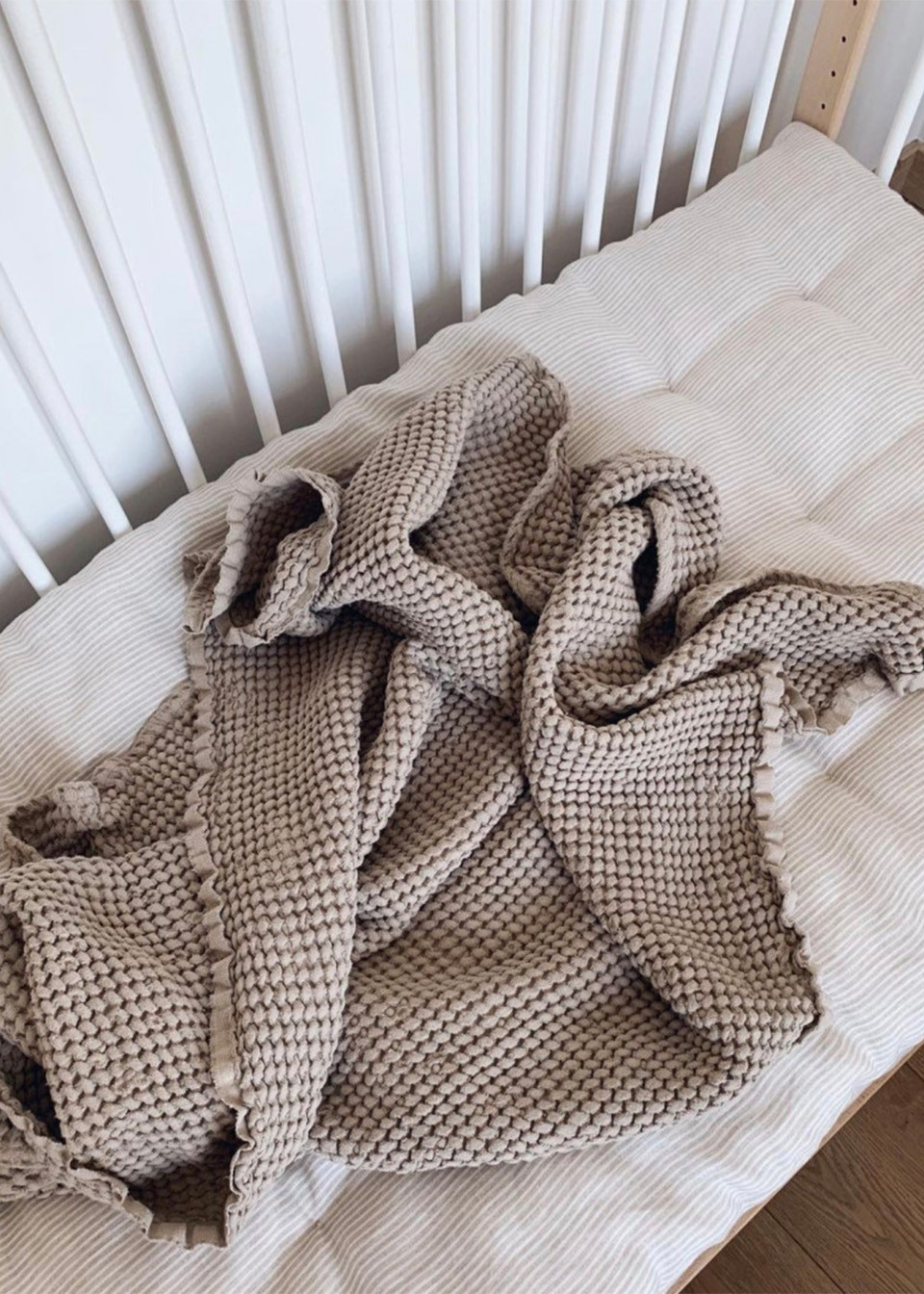 Plaid en nid d'abeille, beige