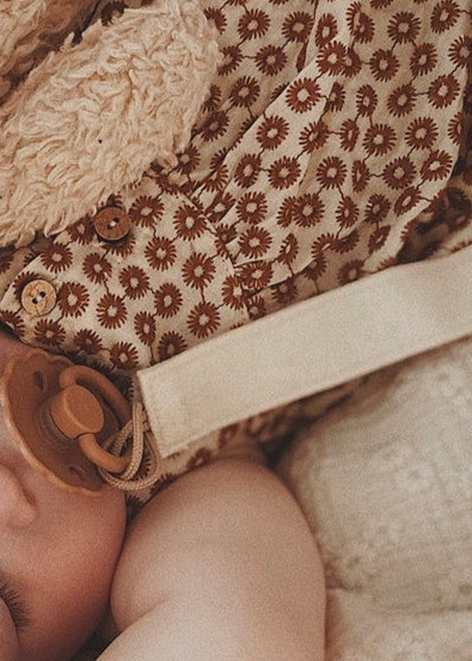 Attache-tétine en coton - Beige