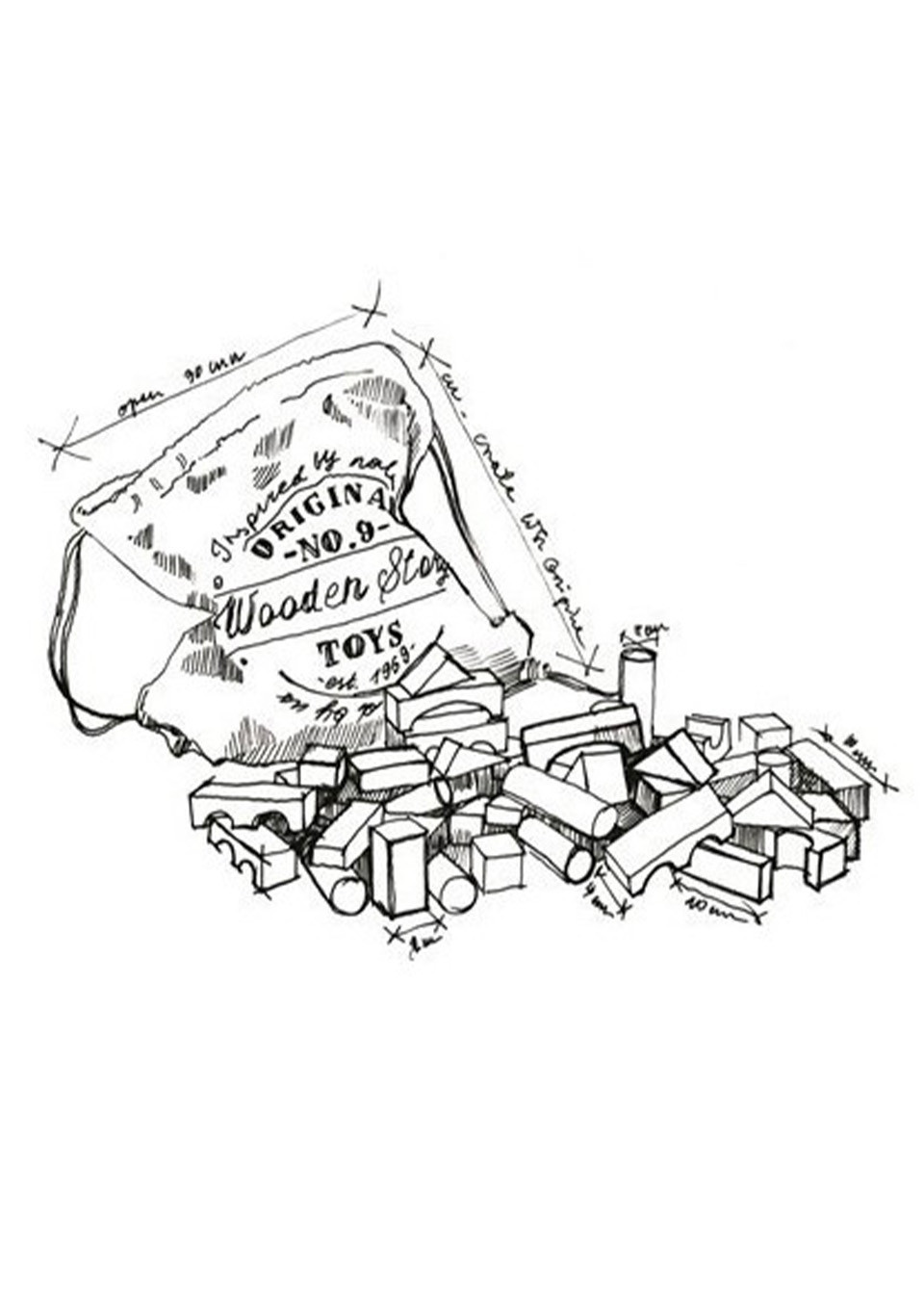 Blocs en bois 50 pièces