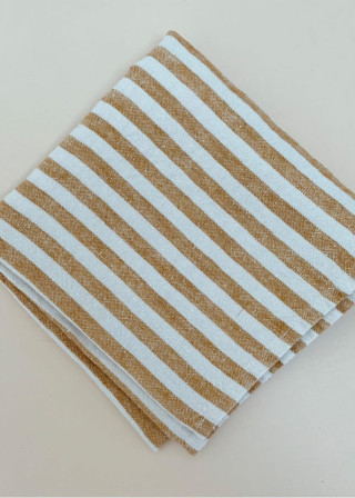 2 linen towels - mustard stripes