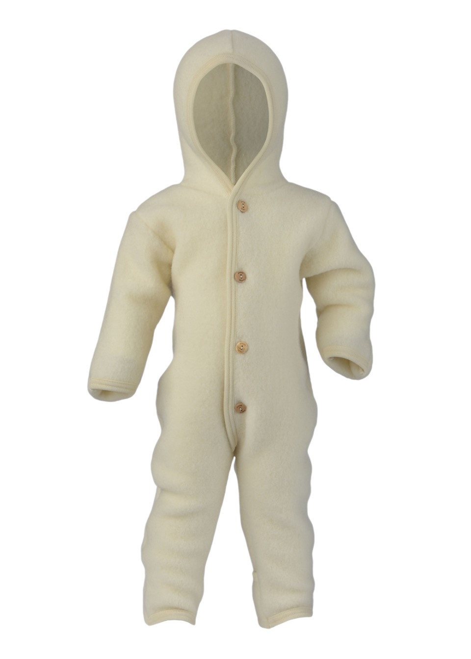 Hooded overall for baby in white wool - ENGEL NATUR