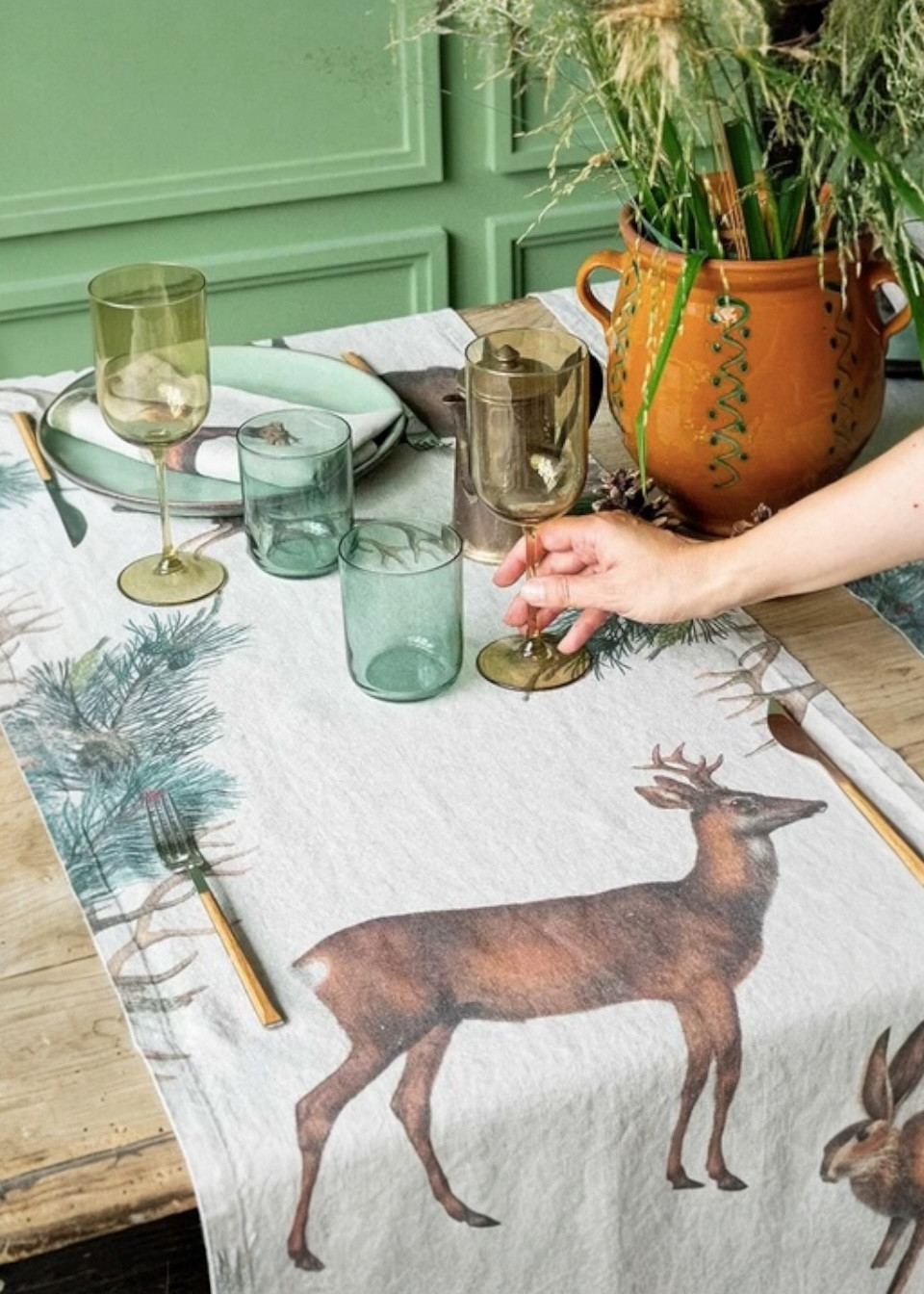 Chemin de table Cerfs - LINOROOM