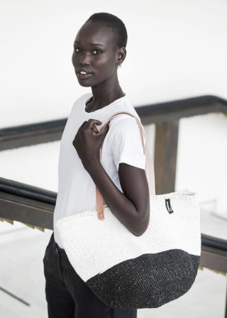 Basket Kiondo black and white - MIFUKO
