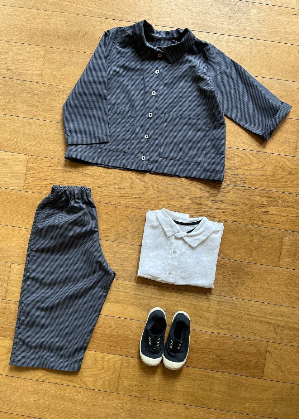 Veste enfant en seersucker vichy bleu - LE VESTIAIRE DE JEANNE Veste enfant en seersucker vichy bleu - LE VESTIAIRE DE JEANNE