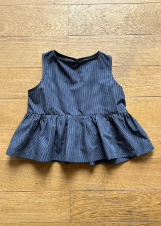 blouse plissée sans manches, vichy bleu - LE VESTIAIRE DE JEANNE