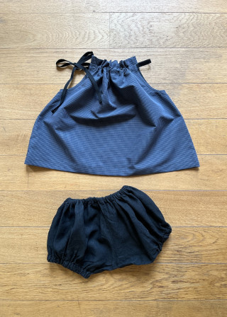 Blouse nouée en vichy bleu - LE VESTIAIRE DE JEANNE