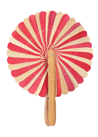 Eventail en feuilles de palmier et manche en bambou
