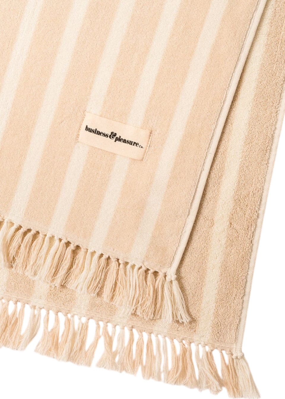 Serviette de plage à rayures beiges - BUSINESS & PLEASURE Serviette de plage à rayures beiges - BUSINESS & PLEASURE