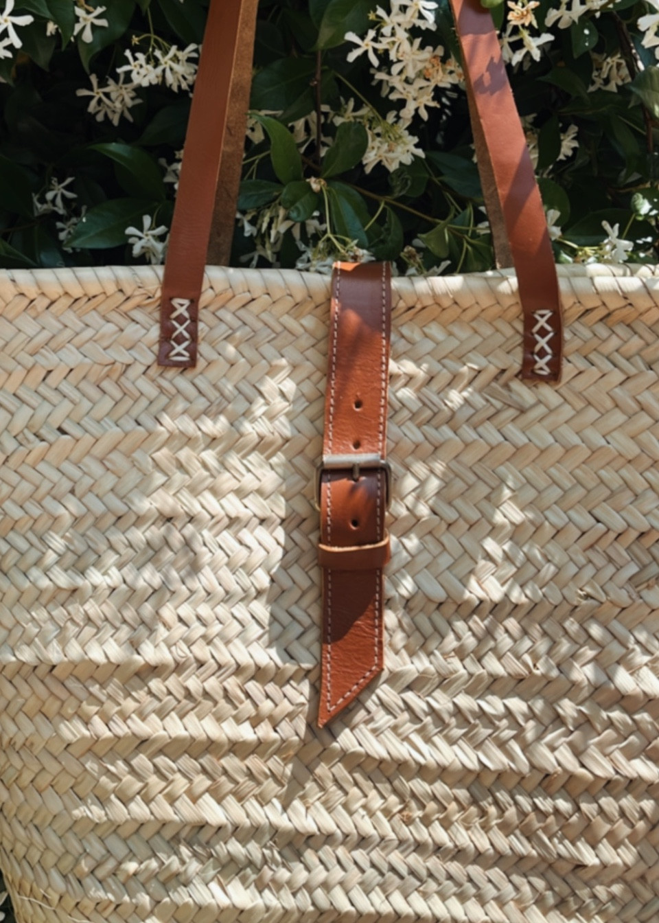 Panier avec grandes anses en cuir - NOMADWEAVE