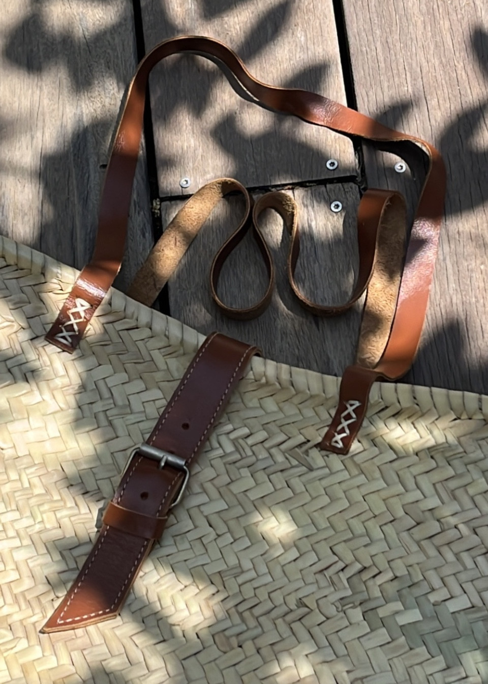 Panier avec grandes anses en cuir - NOMADWEAVE