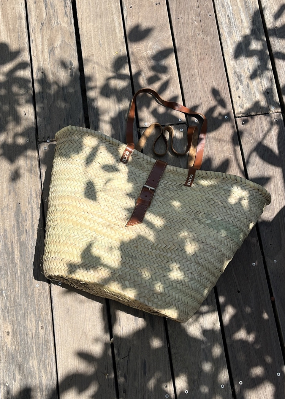 Panier avec grandes anses en cuir - NOMADWEAVE