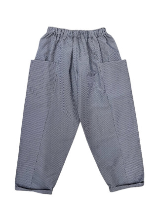 Pantalon 09 en seersucker vichy bleu - LE VESTIAIRE DE JEANNE