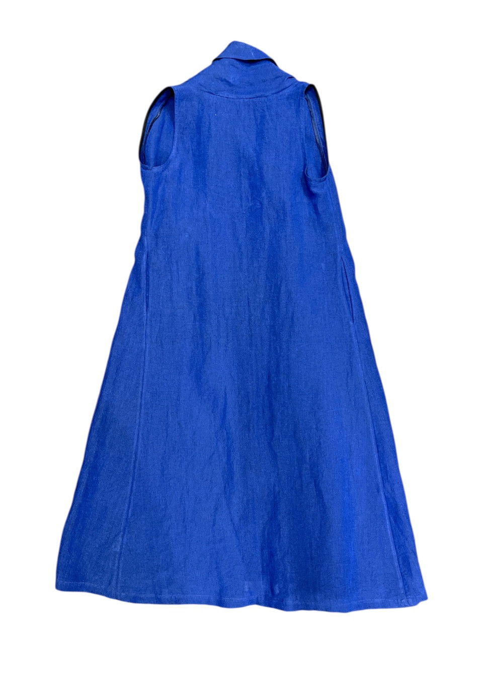 Drapped dress in blue linen - LE VESTIAIRE DE JEANNE Drapped dress in blue linen - LE VESTIAIRE DE JEANNE