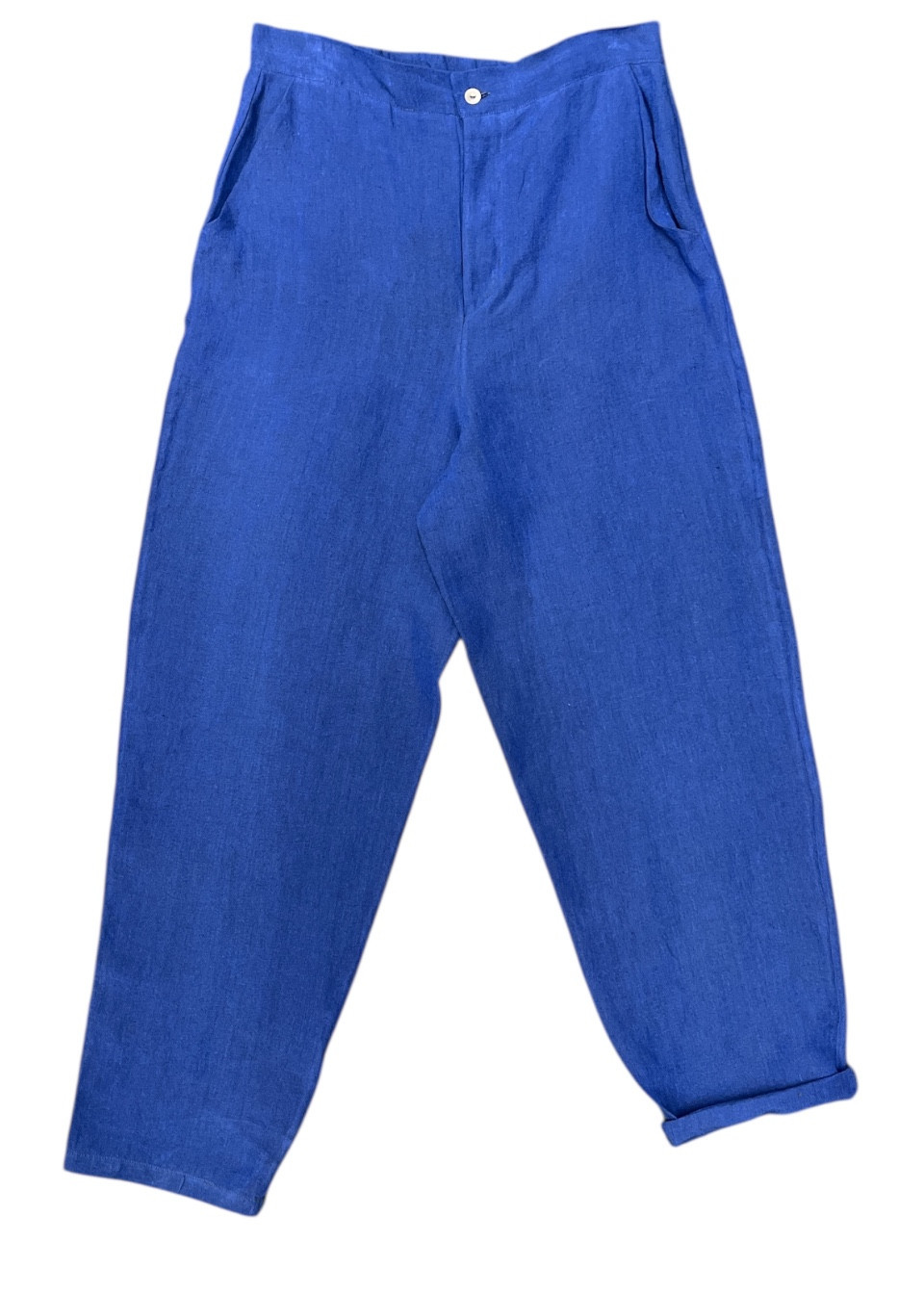 Trousers 01 in blue linen - LE VESTIAIRE DE JEANNE Trousers 01 in blue linen - LE VESTIAIRE DE JEANNE