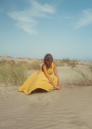 Robe a plis sans manches, lin et soie Soleil - LE VESTIAIRE DE JEANNE