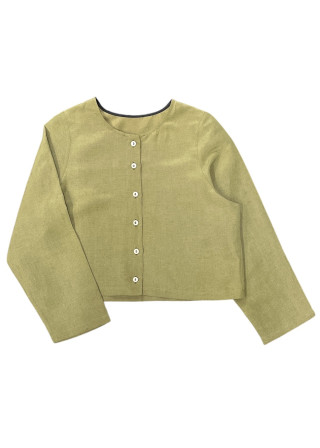 Gilet 02 en lin et soie Lichen - LE VESTIAIRE DE JEANNE
