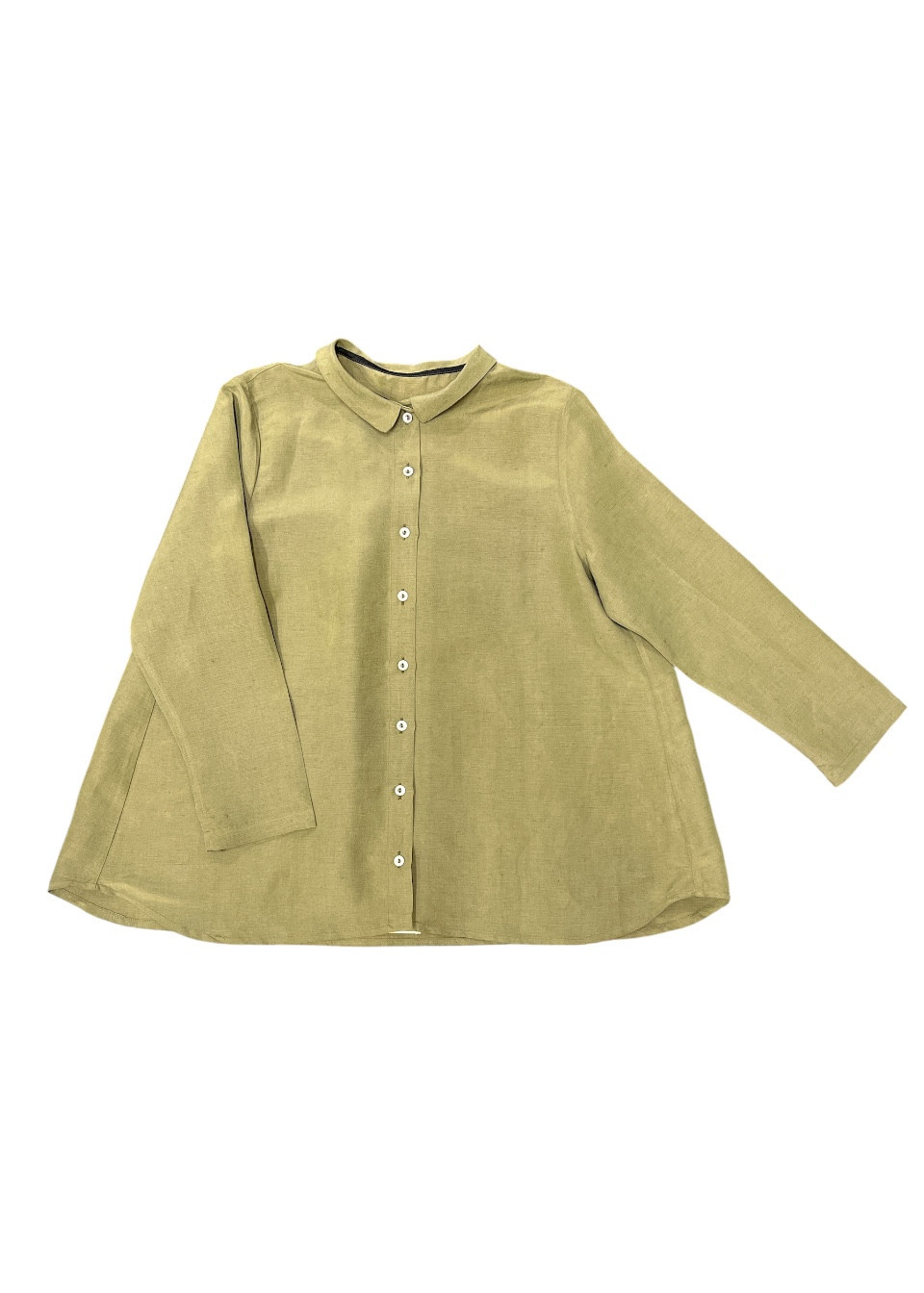 Chemise à plis en lin et soie Lichen - LE VESTIAIRE DE JEANNE