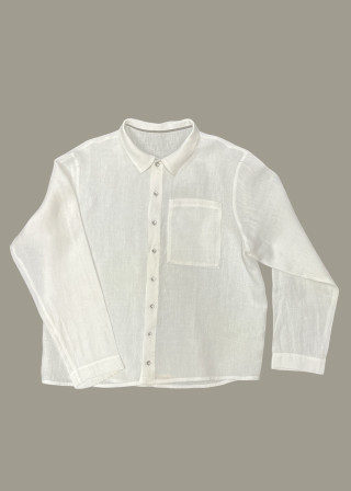 Shirt 09 in white linen - LE VESTIAIRE DE JEANNE