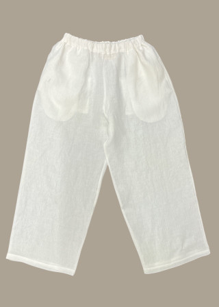Pantalon large en lin blanc - LE VESTIAIRE DE JEANNE