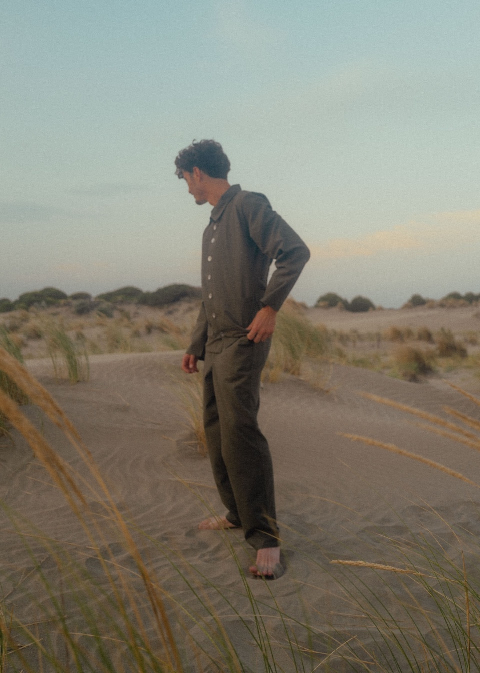 Trousers 01 in Lichen cotton canvas - LE VESTIAIRE DE JEANNE Trousers 01 in Lichen cotton canvas - LE VESTIAIRE DE JEANNE