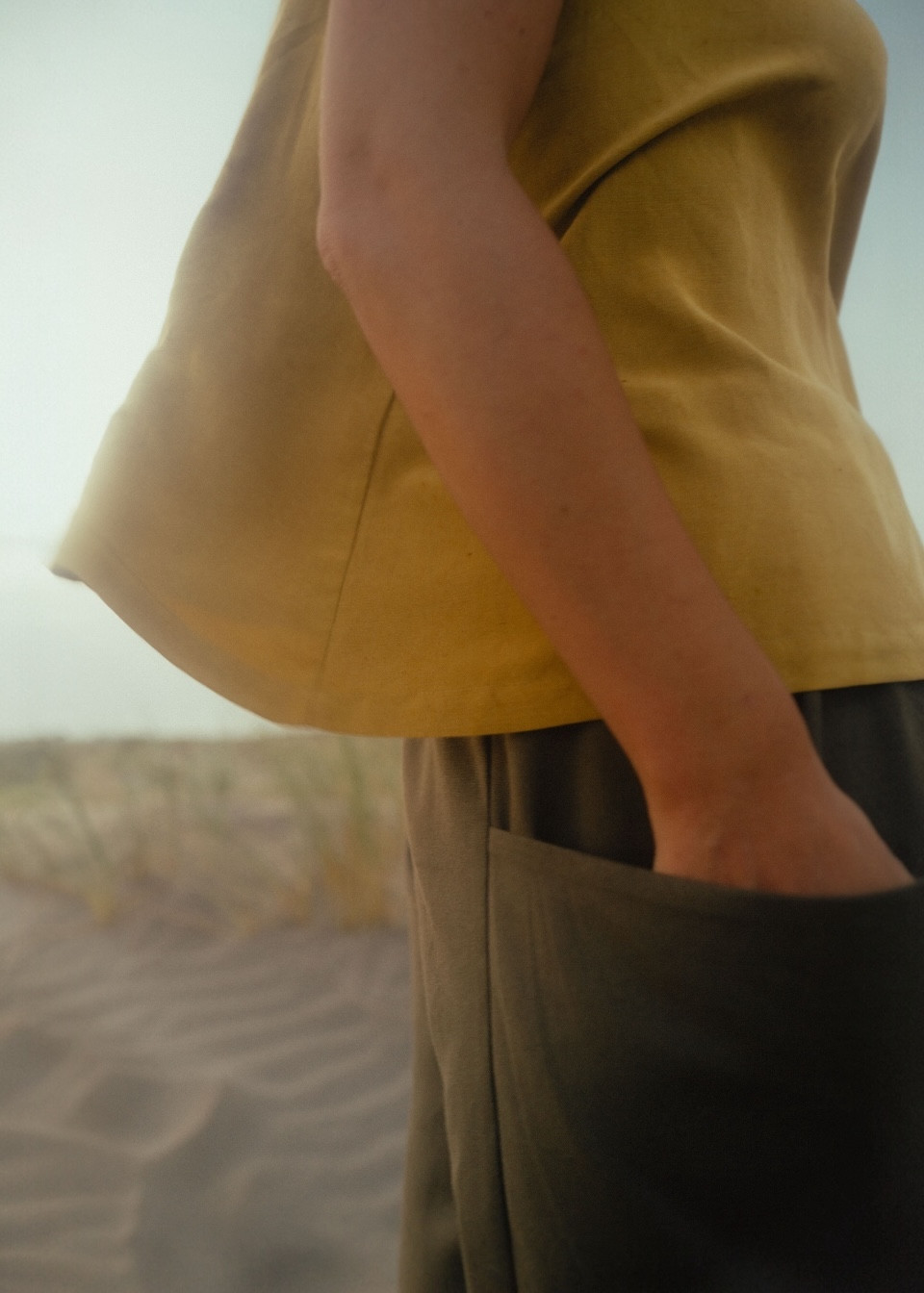 Pantalon 09 en toile Lichen - LE VESTIAIRE DE JEANNE