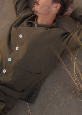 Man jacket in Lichen cotton canvas - LE VESTIAIRE DE JEANNE