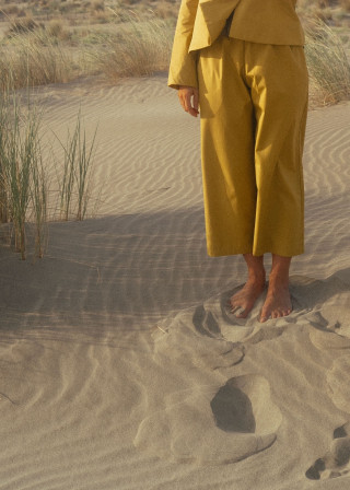 Wide trousers in Sun coated cotton - LE VESTIAIRE DE JEANNE