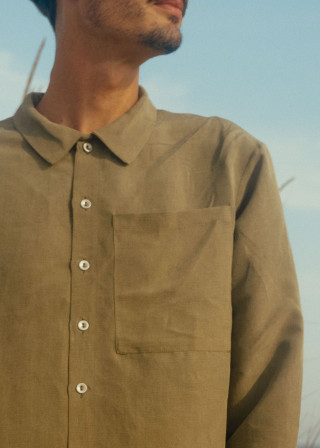 Shirt 09 in Lichen linen and silk - LE VESTIAIRE DE JEANNE