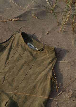 Dress 15 in Lichen linen and silk - LE VESTIAIRE DE JEANNE
