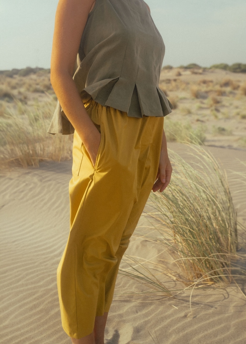 Blouse 09 in Lichen linen and silk - LE VESTIAIRE DE JEANNE