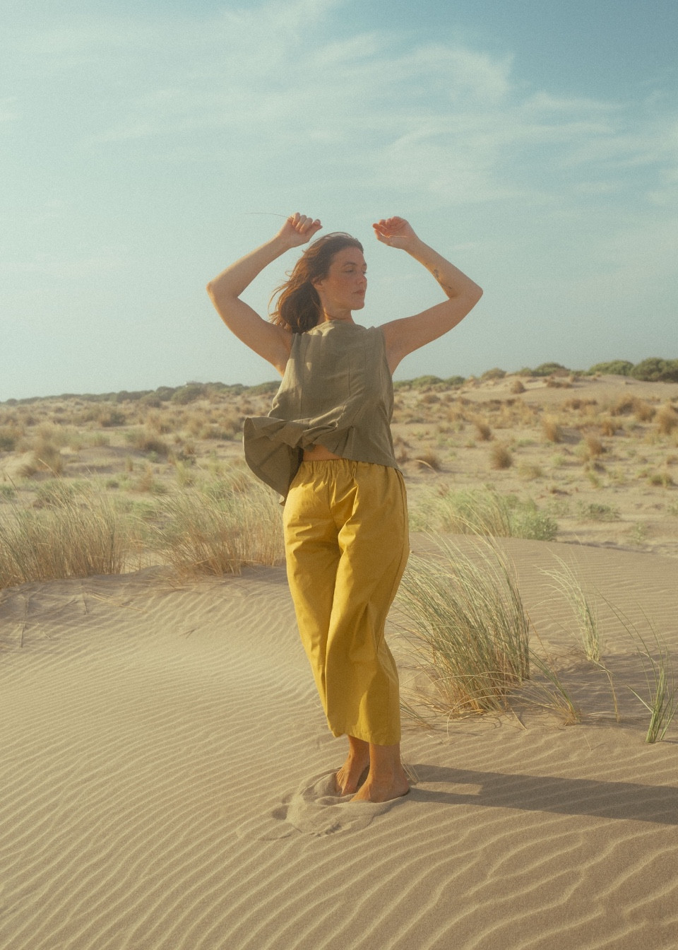 Blouse 09 in Lichen linen and silk - LE VESTIAIRE DE JEANNE