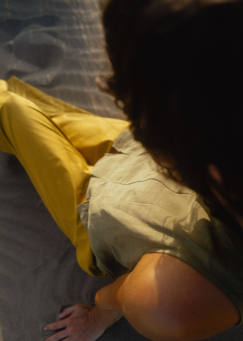 Blouse 09 in Lichen linen and silk - LE VESTIAIRE DE JEANNE